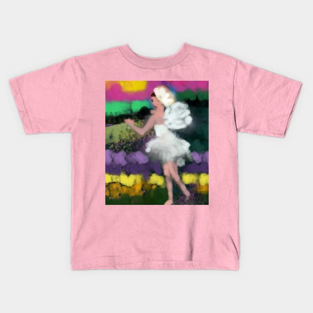 Fairies in the flower field Kids T-Shirt by valentia